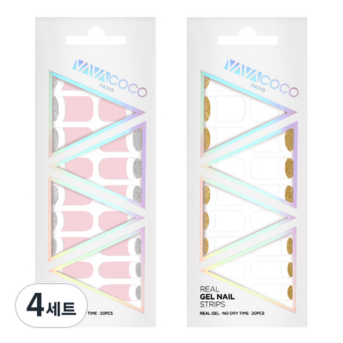바바코코 젤 네일 스티커 2p 믹스 매치 루놀라 글리터 베이비 핑크 세트, 루놀라 글리터 베이비 핑크, 루놀라 글리터 화이트, 4세트