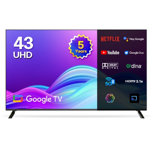 이노스 5년 무상AS 4K UHD 구글 TV 43인치 티비, 고객직접설치, 스탠드형, 108cm(43인치), G43