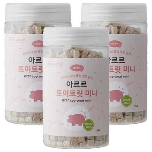 동원아르르 강아지 토이트릿 미니 동결건조 간식, 돼지안심, 55g, 3개