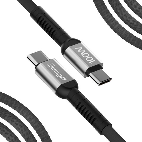 서가 메탈 PD E Marker칩 초고속 충전 케이블 C to C PD 100W, 2m, 다크그레이, 1개