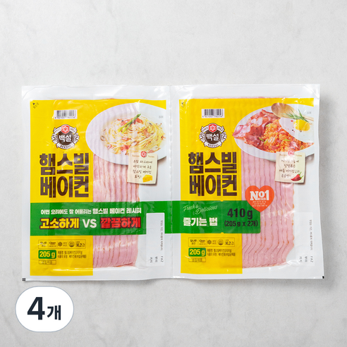 백설 햄스빌 베이컨, 205g, 4개