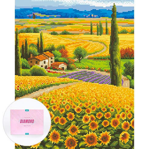 디클레어 액자 캔버스형 보석십자수 DIY 키트 40 x 50 cm, 해바라기 마을, 1세트