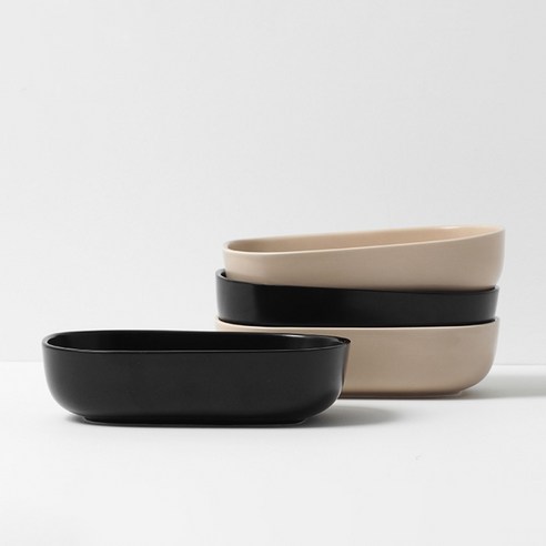 보울보울 레트로라인 오발볼 18cm 미드나잇블랙 2p + 카라멜베이지 2p, 혼합 색상, 4개입