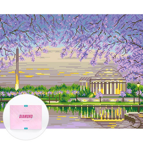 디클레어 액자 캔버스형 보석십자수 DIY 키트 40 x 50 cm, 1세트, 워싱턴의 봄