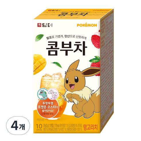 담터 포켓몬 콤부차 망고리치, 5g, 10개, 4개