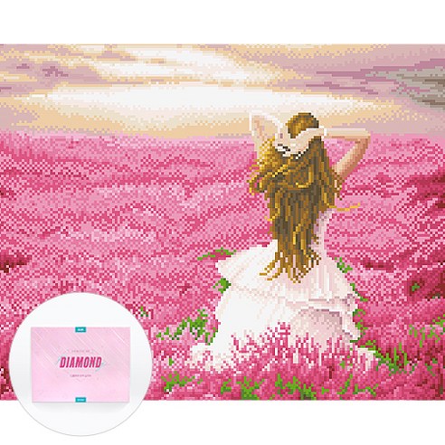 디클레어 액자 캔버스형 보석십자수 DIY 키트 40 x 50 cm, 1세트, 핑크빛 소녀