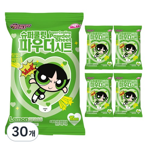 미스사사 슈퍼쿨링 파우더 시트 데오드란트 레몬그라스, 87g, 30개