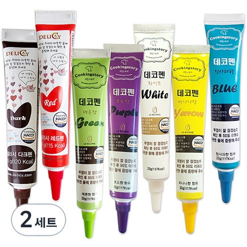 쿠킹스토리 데코펜 7종 세트, 2세트, 20g