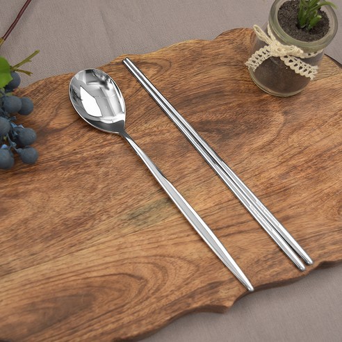 윌리브 국산 316L 써지컬스틸 고급 수저 1벌 세트, 글로스 실버, 숟가락 1p + 젓가락 1쌍, 1개