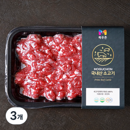 목우촌 국내산 소고기 안심 다짐육 이유식용 (냉장), 200g, 3개