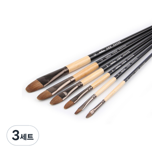 아크릴 오일 페인트 붓 6종 세트 블랙, 3세트