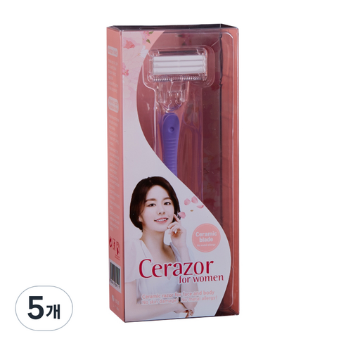 세레이져 세라믹 페이스 바디 여성용 면도기 보라, 1개입, 5개