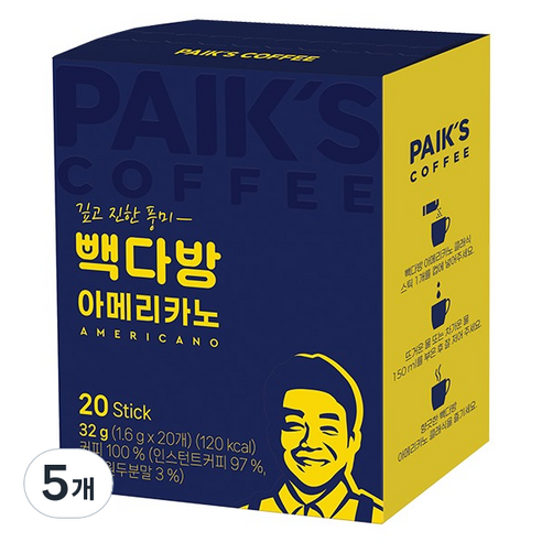 빽다방 아메리카노 스틱커피, 1.6g, 5개, 20개입
