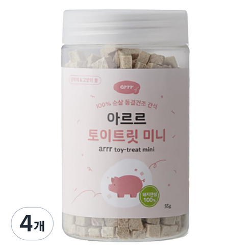 동원아르르 강아지 토이트릿 미니 동결건조 간식, 돼지안심, 55g, 4개