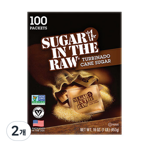 인더로 슈가인더로우 데메라라 터비나도 사탕수수 원당설탕 100p, 453g, 2개
