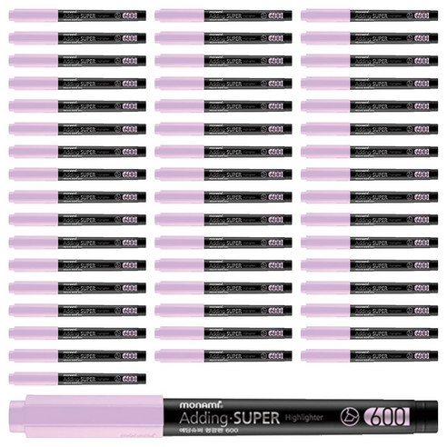 모나미 에딩슈퍼 600 파스텔 형광펜, 파스텔 퍼플, 60개입