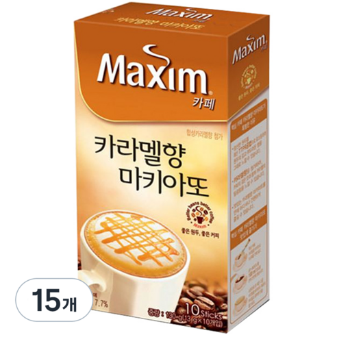 맥심 카페 카라멜향 마키아또 일반커피믹스 스틱형, 13g, 10개입, 15개