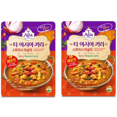 티아시아키친 스파이시 마살라 커리 분말, 100g, 2개