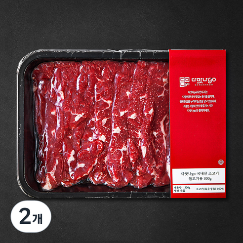다맛나go 국내산 소고기 2등급 불고기용 (냉장), 300g, 2개