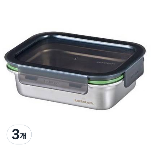 락앤락 스텐 스테커블 밀폐용기, 3개, 600ml