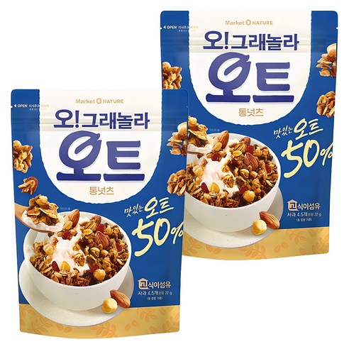 마켓오 오그래놀라 오트 통넛츠 시리얼, 360g, 2개