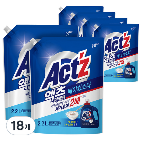 액츠 퍼펙트 베이킹소다 액상세제 리필, 2.2L, 18개