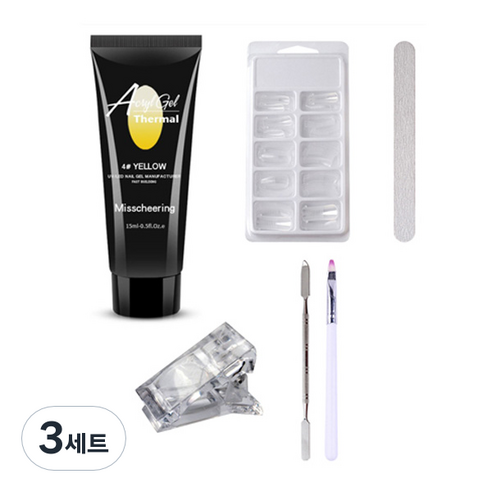 에스떼오뜨젠 온도 열 반응 폴리젤 네일 인조 손톱 연장 재료 세트 옐로우, 5종, 3세트