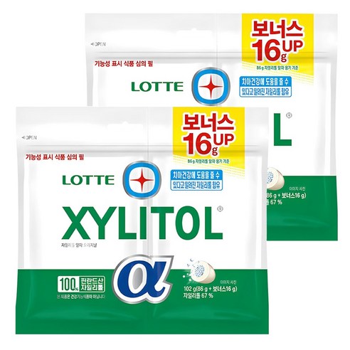 롯데자일리톨 알파 오리지날 리필, 102g, 2개