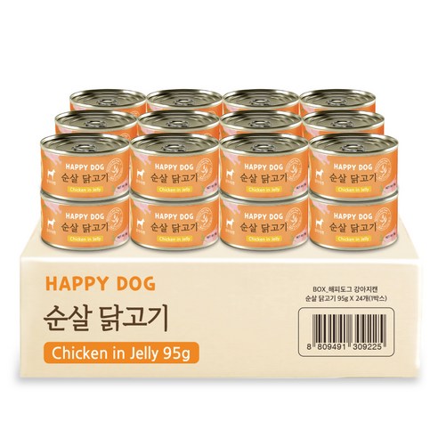 굿데이 해피도그 강아지 간식 캔 95g, 순살 닭고기, 24개
