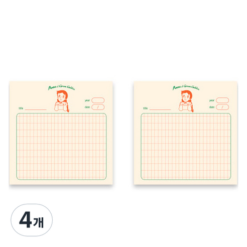 플라잉웨일즈 빨강머리앤 점착 메모패드, 상상, 1개입, 4개