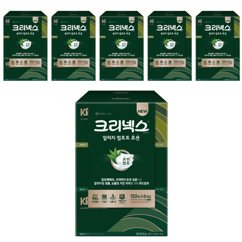 크리넥스 알러지컴포트 로션 각티슈 3겹, 6개입, 6팩
