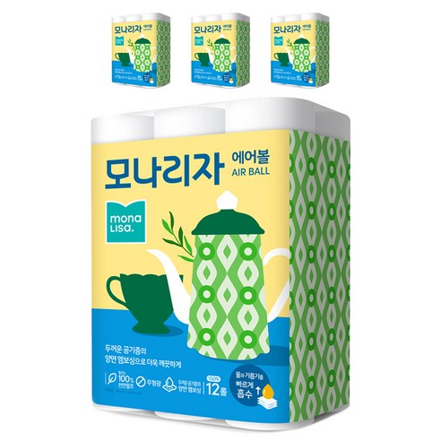 모나리자 에어볼 키친타올 150매, 12롤, 4팩