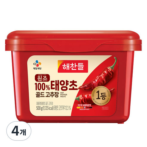 해찬들 태양초 골드 고추장, 4개, 500g