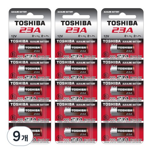 도시바 23A 12V 알카라인 특수건전지, 5개입, 9개