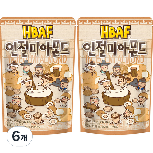 HBAF 인절미 아몬드, 190g, 6개