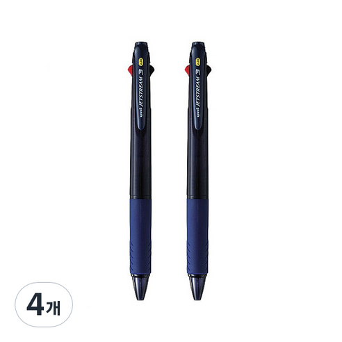 제트스트림 3색볼펜 0.38mm, 네이비, 4개