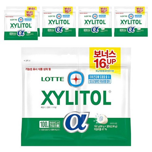 롯데자일리톨 알파 오리지날 리필, 102g, 6개