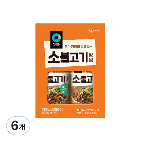 대상 청정원 소불고기양념, 500g, 6개