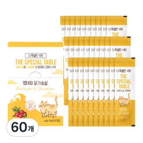 더특별한식탁 고양이 스틱 10g, 명태 + 닭가슴살 혼합맛, 60개