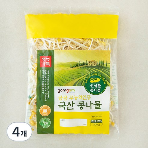 곰곰 무농약인증 국산 콩나물, 300g, 4개