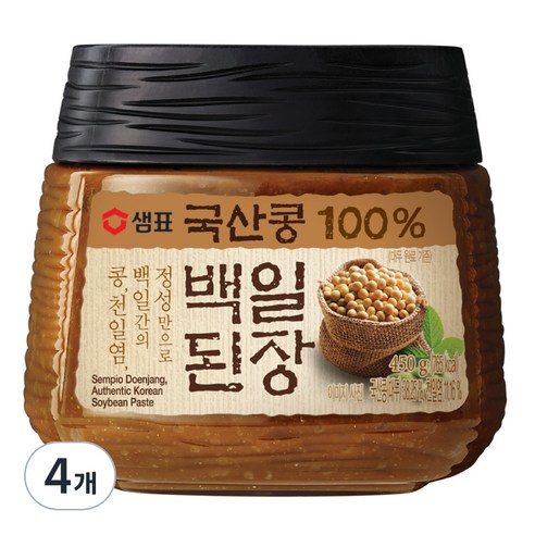 샘표 국산콩 백일된장, 450g, 4개