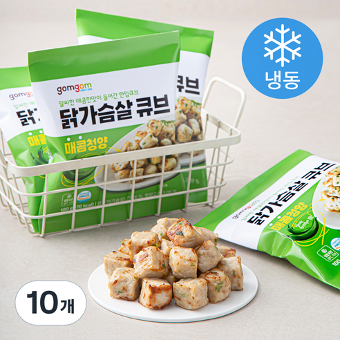 곰곰 닭가슴살 큐브 매콤청양 (냉동), 100g, 10개