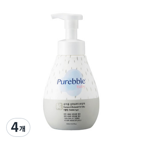 퓨어블베이비 유아용 샴푸 앤 바디세정제, 4개, 500ml