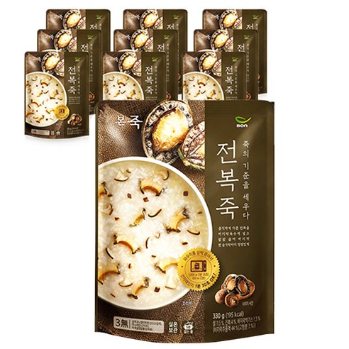 본죽 데워서 바로 먹는 전복죽, 330g, 10개