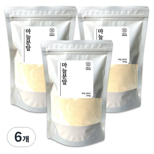 헬로우그린 국산 마늘 분말 팩, 300g, 6개