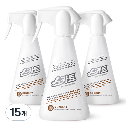 스카트 순하고 깨끗한 섬유탈취제 우디 베르가못 본품, 380ml, 15개