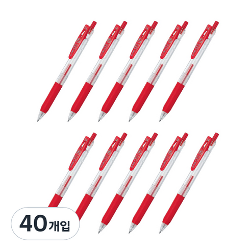 제브라 중성펜 사라사클립 JJS15 0.4mm, 레드, 40개입