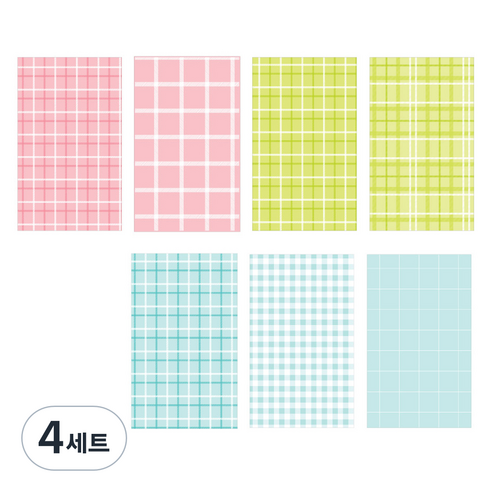 아이씨엘디자인 다꾸 배경 메모지 플레인 체크 7종 x 10p 세트, A, 4세트