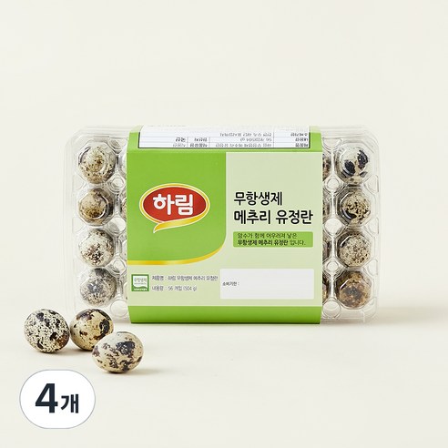 하림 무항생제 인증 메추리 유정란 56구, 504g, 4개