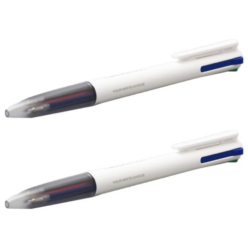 카코 이지 4in1 원터치 노크식 멀티펜 0.5mm, 화이트, 2개
